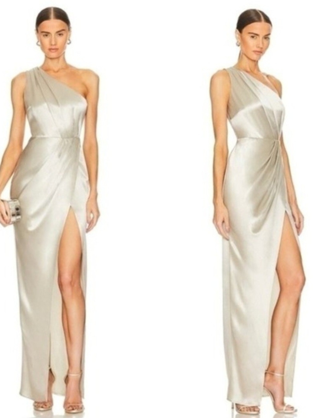 Sau Lee Preston Dress Pearl Grey Silver Size 4 NWT Hemmed